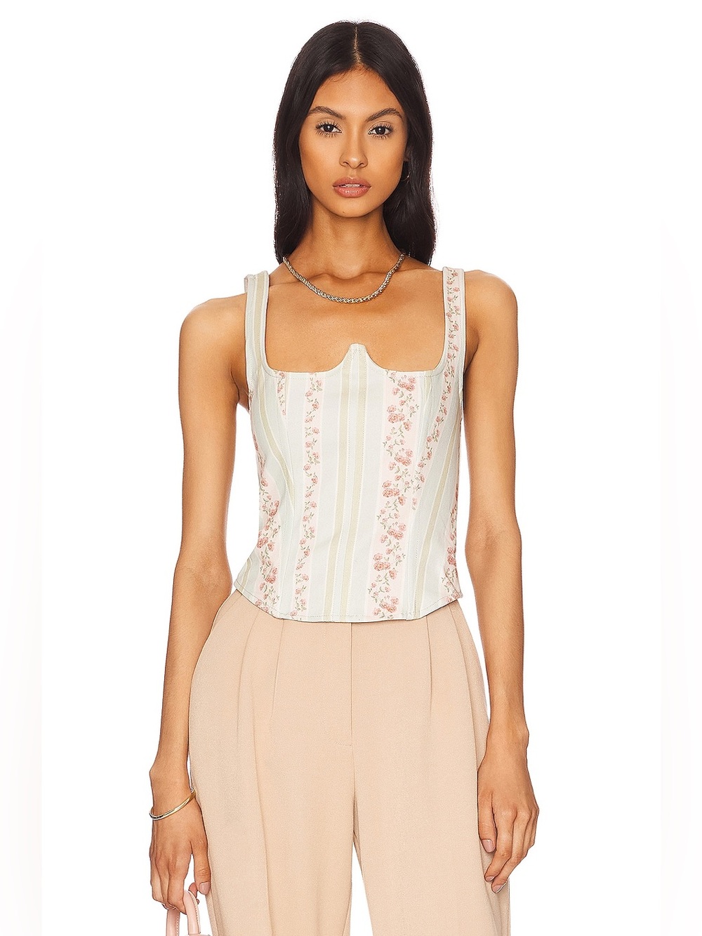 WeWoreWhat Seamed Corset Victorian Floral (Size Large)